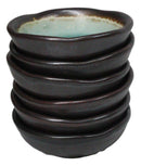 Pack Of 6 Green Crackle Midori Kannyu Wavy Round Condiment Sauce Dishes 2oz