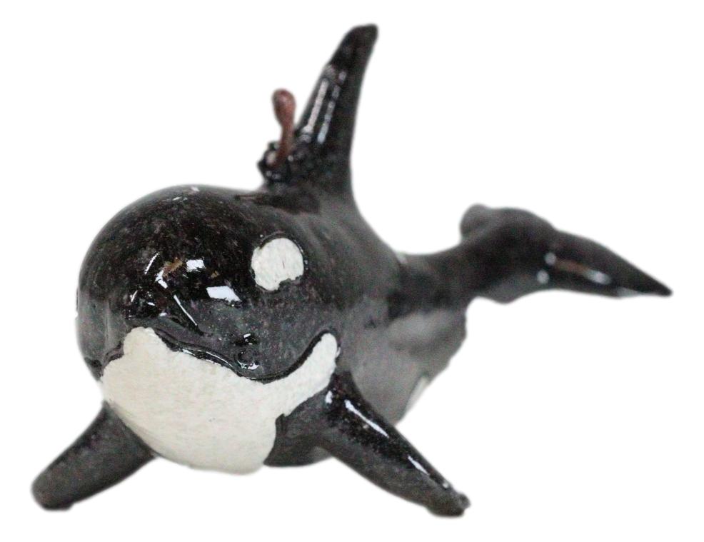 Set Of 6 Nautical Black Orca Whales Ocean Marine Wall Decor Tree Ornaments
