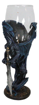 Fantasy Netherworld Blue Dragon Storm Blade Sword Glass Wine Goblet Chalice