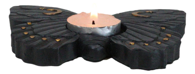 Wicca Metaphysical Celestial Moons Black Moth Votive Tealight Candle Holder