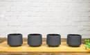 Gray Blue Modern Cylindrical Japanese Tetsubin Style Cast Iron Tea Cups Set of 4