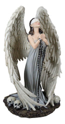Captive Spirits Blindfolded Standing Angel Tied In Chains By Skulls Figurine