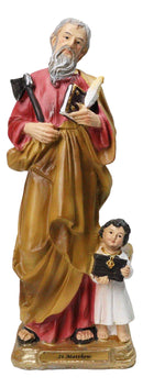 Christian Apostle of Jesus Saint Matthew Evangelist With Angel Figurine 8"H