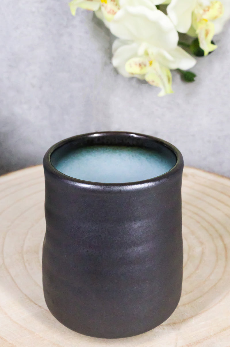 Pack Of 6 Blue Sky And Stars Seikai Reactive Glaze Ceramic Yunomi Tea Cups 9oz