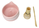 Pink White Brushstroke Ceramic Japanese Matcha Green Tea Bowl Whisk & Scoop Set