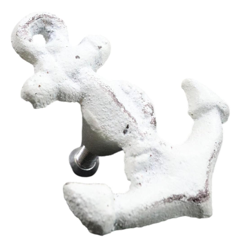 Set Of 6 Aged White Marine Sea Sailor Ship Anchor Drawer Cabinet Door Pull Knobs