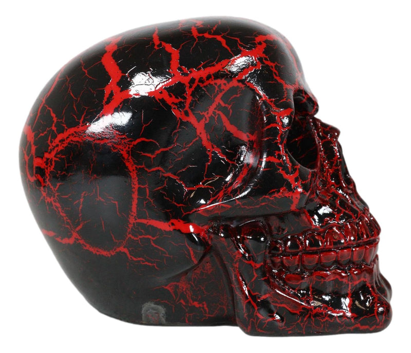 Red Lightning Thunder Bolt Punk Rock Black Skull Figurine Ossuary Macabre Art