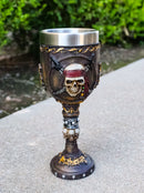 Nautical Pirate Skull Wine Goblet with Crossed Cutlass Red Bandana Chalice