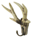 Deer Stag Antler Wall Hook Rustic Western Faux Bone Antler Single Peg Hanger