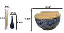 Blue Nami Waves Surf Donburi Ramen Bowl With Lid Trivet Spoon Chopsticks Set
