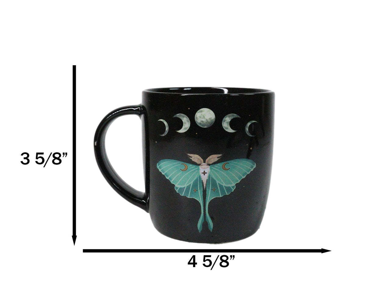 Wicca Magic Dark Forest Luna Moth Moon Phases Porcelain Coffee Mug Cup 12oz