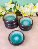 Pack Of 6 Green Crackle Midori Kannyu Porcelain Banchan Deep Dish 4" D 5oz