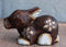 Balinese Wood Handicrafts Crouching Bunny Rabbit With Floral Tattoo Figurine 6"L