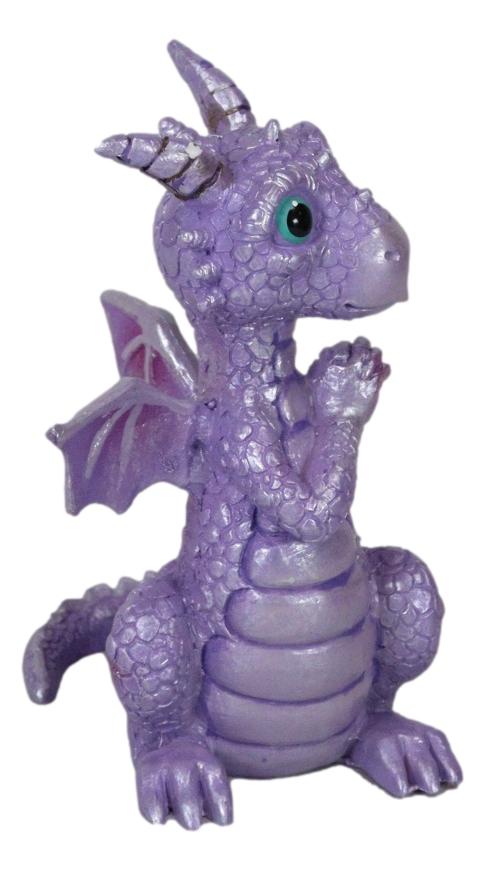 Night Fury Purple Twilight Dragon Figurine 3.75"H Miniature Wishing Dragon Decor