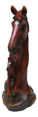 Western Brown Mare and Foal Horse Figurine Realistic Equine Family Sculpture