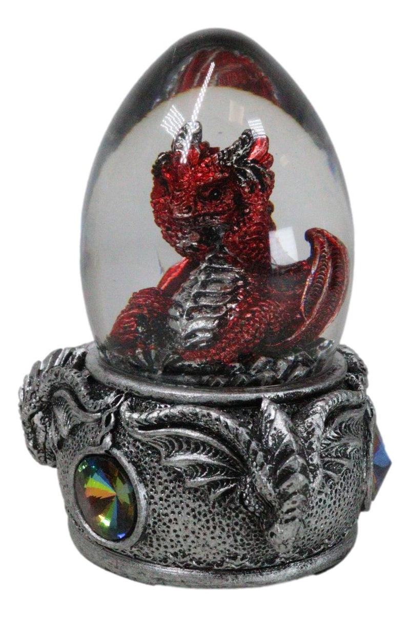 Hear No Evil Red Wyrmling Dragon In Colorful LED Acrylic Glass Egg Figurine