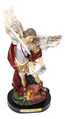 Archangel Saint Michael Trampling Satan With Sword And Scales Figurine 8"H