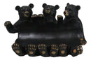 Rustic Western Forest Animal Whimsical 3 Black Bears Wine Bottle Holder Decor