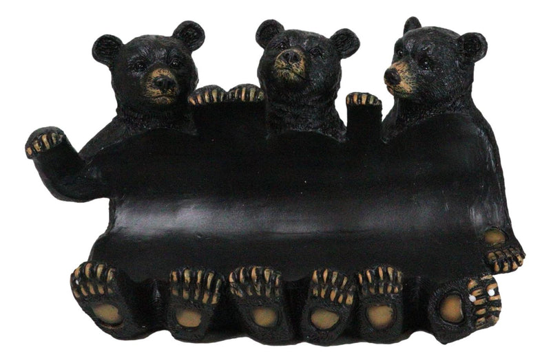 Rustic Western Forest Animal Whimsical 3 Black Bears Wine Bottle Holder Decor