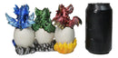 Metallic Colorful See Hear Speak No Evil Baby Dragon Hatchling in Eggs Figurines
