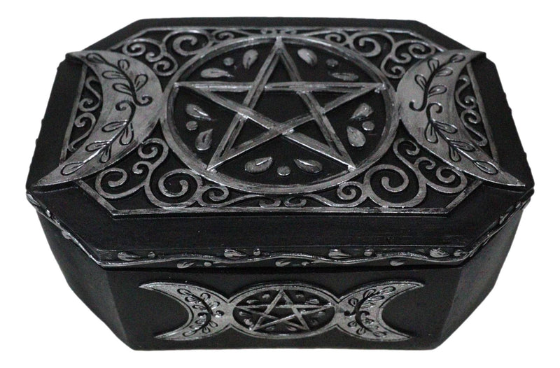Wiccan Celestial Sacred Crescent Full Moon Triple Moons Decorative Trinket Box