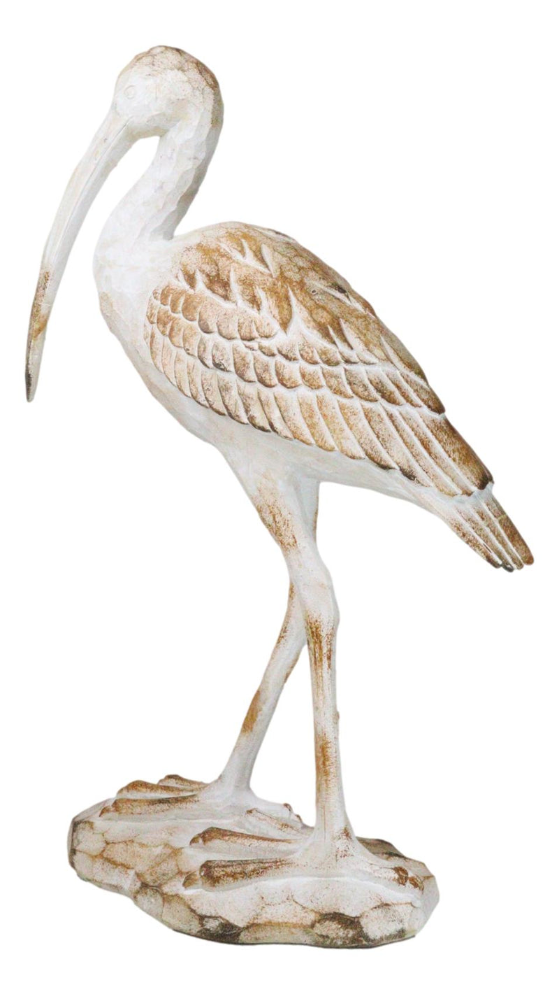 Nautical Marine Scarlet Ibis Distressed Faux Wood Finish Sculpture Decor 16"H