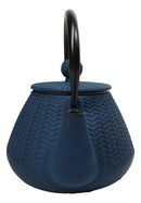 Blue Tokusa Geometric Textured Pattern Petite Cast Iron Teapot 10oz Tea Pot