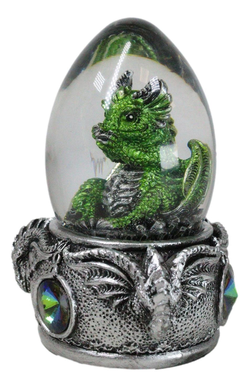 Speak No Evil Green Wyrmling Dragon In Colorful LED Acrylic Glass Egg Figurine