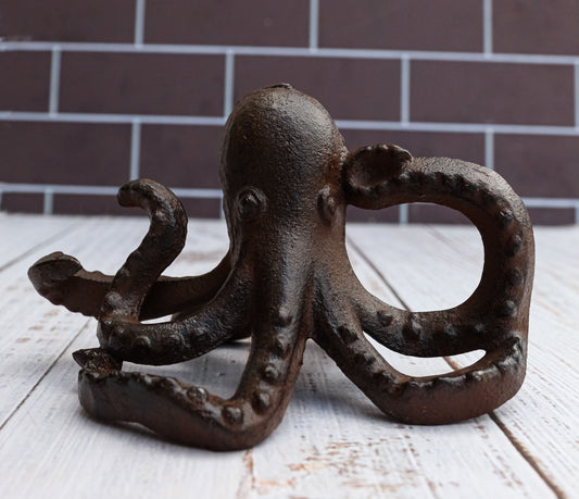 Cast Iron Nautical Sea Octopus Kraken Decorative Paperweight Figurine 5.25"L - Ebros Gift