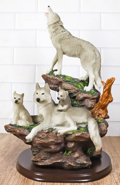 Ebros Gift Moon Howling Timberwolves Wolf Pack Family Decorative Figur