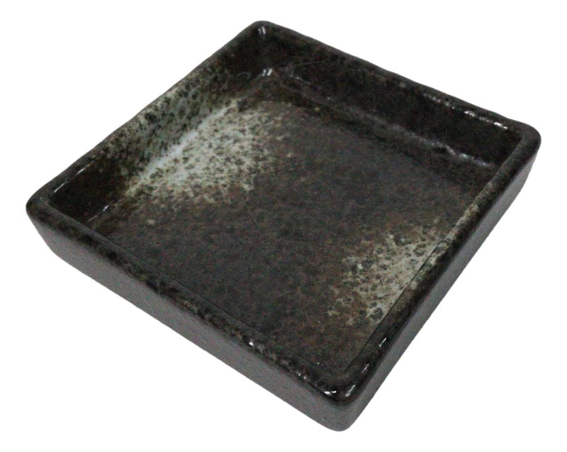 Set Of 6 Charcoal Grey Tone Hakumu Art Ceramic Square Condiment Sauce Dishes 2oz
