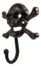 Set of 2 Macabre Halloween Pirate Ghastly Skull Skeleton Crossed Bones Wall Hook