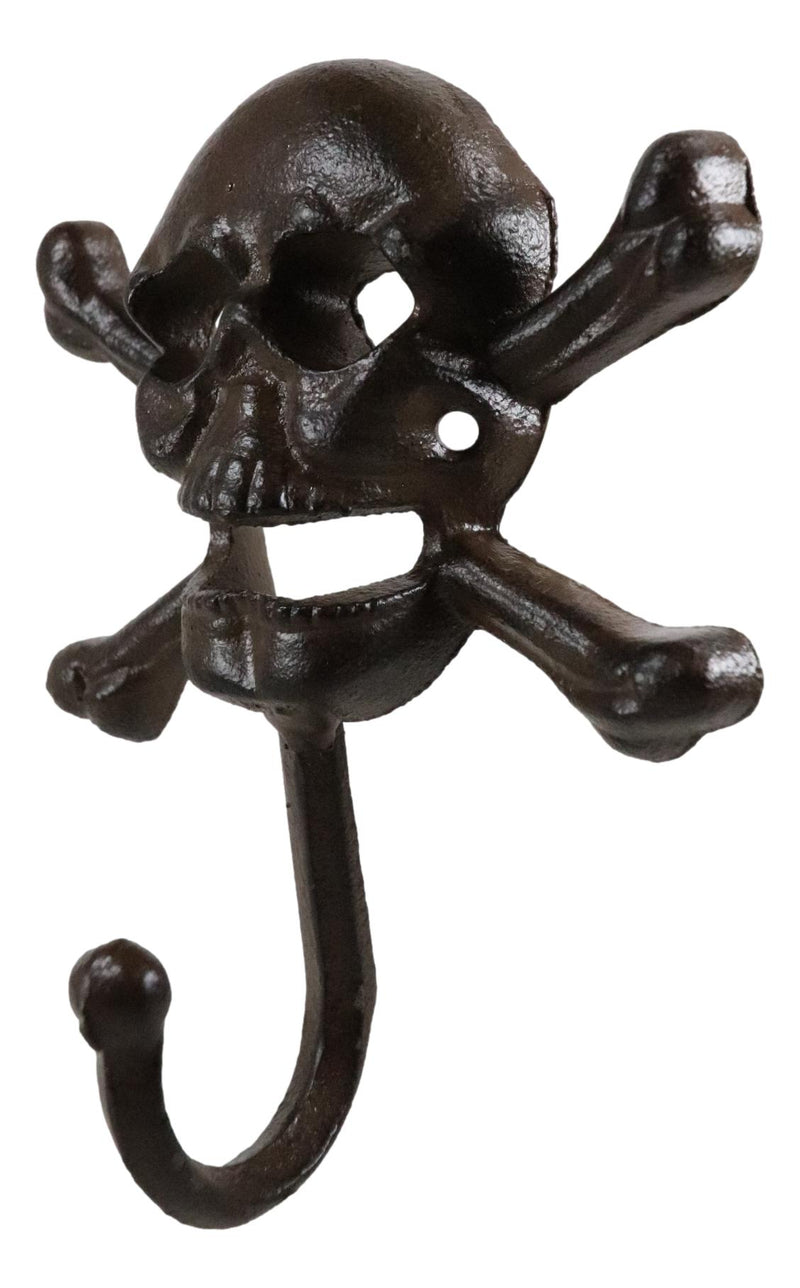 Set of 2 Macabre Halloween Pirate Ghastly Skull Skeleton Crossed Bones Wall Hook