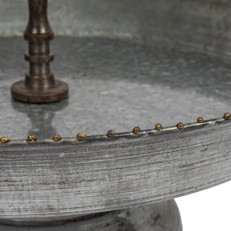 Rustic Farmhouse 3 Tiered Tabletop Galvanized Metal Serving Tray With Handle