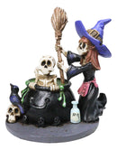Day Of The Dead Bewitching Kitchen Skeleton Witch Raven Potion Cauldron Figurine