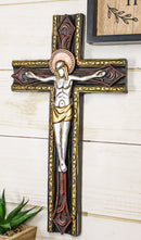 Catholic Tooled Gold Silver Abstract Passion Of Jesus Christ Crucifix Wall Cross