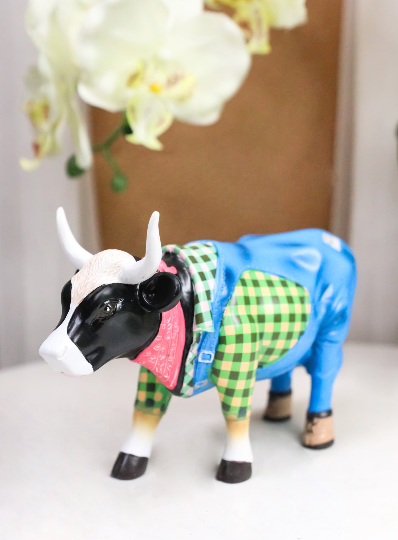 Cow Parade Western Country Farmer Cow In Bib Overalls Collector's