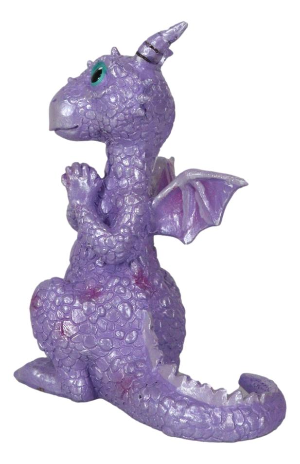 Night Fury Purple Twilight Dragon Figurine 3.75"H Miniature Wishing Dragon Decor