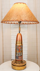 Western Patriotic American Flag USA Angel Winged Cross Bullet Shell Table Lamp