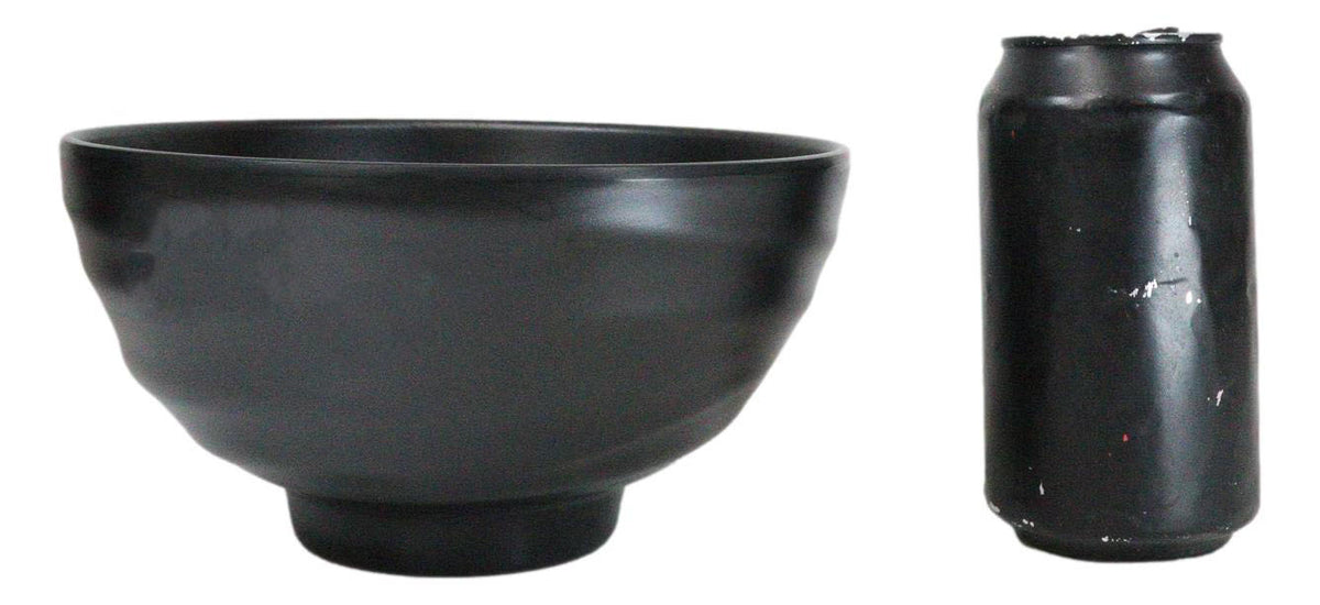 Pack Of 6 Modern Ridged Matte Black Melamine Deep Ramen Soup Pasta Bowls 46oz