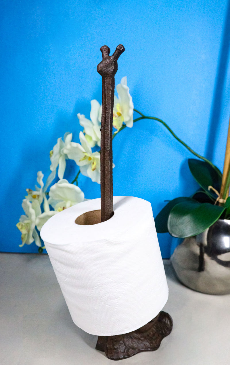 Cast Iron Marine Slug Snail With Long Neck Toilet Paper Holder Stand Sculpture