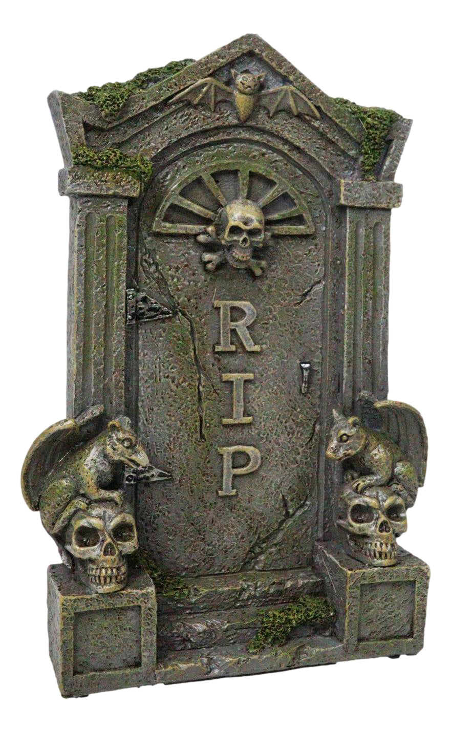 Day of The Dead Gothic Skulls Night Bat and Gargoyles RIP Tombstone Figurine