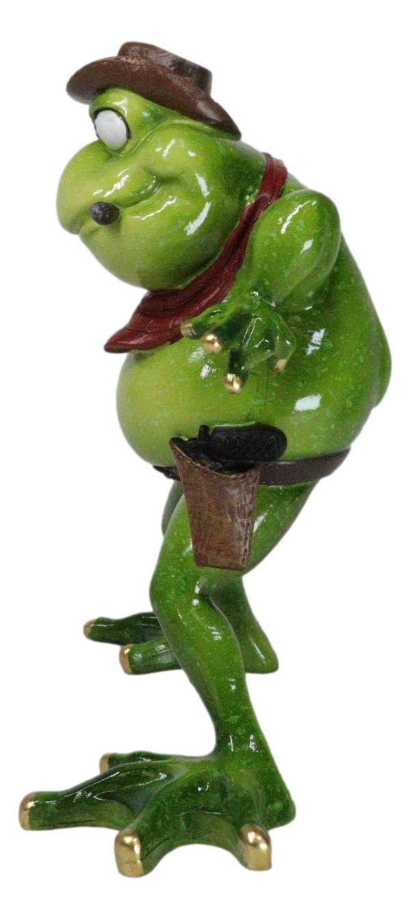 Wild West Cowboy Toad Frog In Standoff With Hat Cigar And 2 Pistols Figurine - Ebros Gift