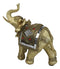 Golden Feng Shui Trunk Up Elephant With Gemstones Bullhook Tapestry Figurine