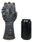 Ebros Gift Royal Fleur De Lis Braveheart Lion Gauntlet 8.75"H 8oz Wine Drink Goblet Chalice Cup