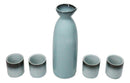 Blue Sky And Stars Seikai Porcelain Sake Carafe Flask 9oz & 4 Ochoko Cups Set