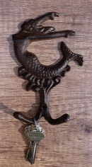 Set Of 2 Cast Iron Mermaid Ariel Above The Waves Rustic Double Wall Coat Hooks