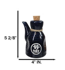 Set Of 6 Blue Japanese Calligraphy Shoyu Tenmoku Porcelain Soy Sauce Flask 7oz