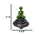 Green Roswell Alien On Spaceship Saucer Incense Burner Decorative Box Figurine