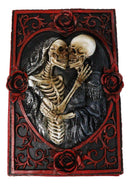 Skeleton Bride and Groom Keepsake Trinket Box with Red Roses Gothic Skull Lovers